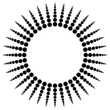 Abstract radial dots element. Radiating dotted lines. Stockillustratie