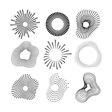 Abstract radial equalizer elements generating dynamic patterns Illustrazione stock