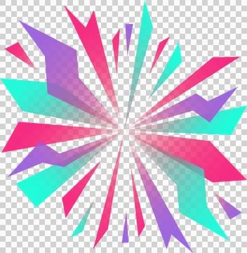 Abstract radial explosion is being shown in flat design with angular shards on Stockillustratie