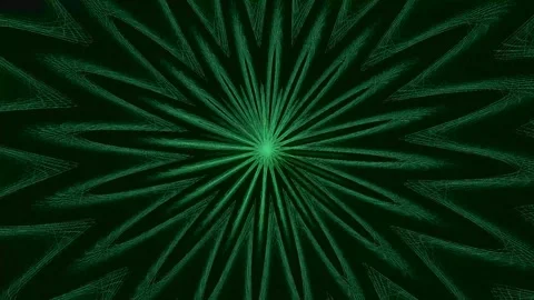 Abstract radial explosion of light in a dark green hypnotic pattern Stock Footage 329952199