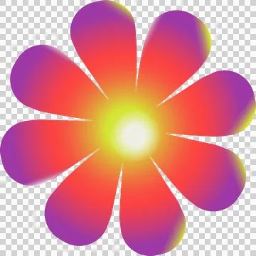 Abstract radial featuring ten gradient petals radiating core on transparent Stock Illustration