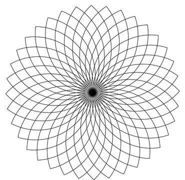 Abstract Radial Geometric Flower Pattern with Symmetrical Line Art Mandala .. Stock Illustration