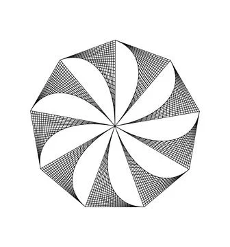 Abstract Radial Geometric Flower Pattern, Symmetrical Line Art Vector Design Stock Illustration