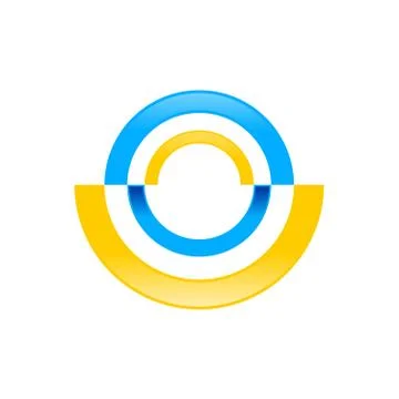 Abstract Radial Half Disc Blue Yellow Symbol Logo Design Stock Illustration