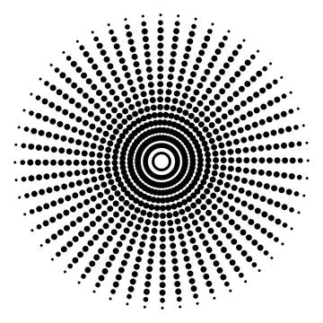 Abstract Radial Halftone Dot Pattern with Concentric Circles Stock Illustration