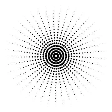 Abstract Radial Halftone Dot Pattern with Concentric Circle Design Stock Illustration