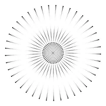 Abstract Radial Halftone Dot Sunburst Pattern Stock Illustration