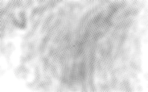 Abstract Radial Halftone Dots, Abstract black and white geometric halftone Ilustración de archivo