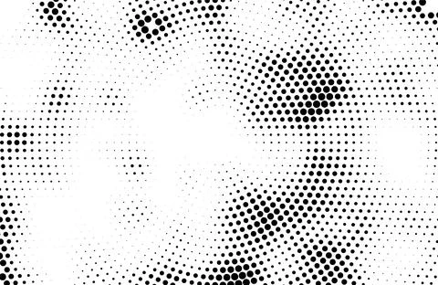 Abstract Radial Halftone Dots, Abstract black and white geometric halftone Ilustración de archivo