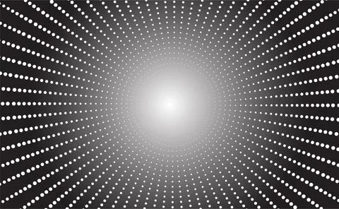 Abstract Radial Halftone Dots Background With Black To White Gradient For D.. Illustrazione stock