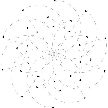 Abstract radial line pattern, circular geometric mandala, decorative line art Ilustração Stock