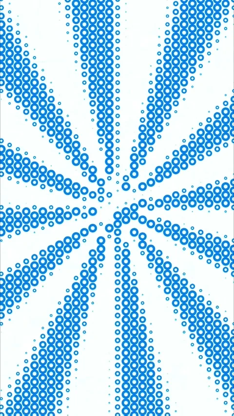 Abstract radial pattern of blue circles radiating rotates on a white background Stock Footage 346395553