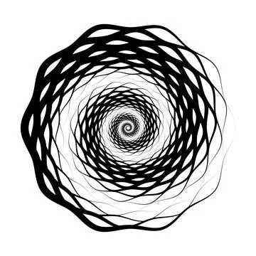 Abstract radial pattern. Circular geometric spiral shape. Round decorative shell Stock Illustration