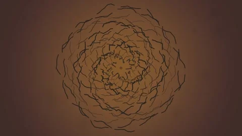 Abstract Radial Pattern of Dark Twisting Lines on Brown Gradient Background Stock Footage 347561776