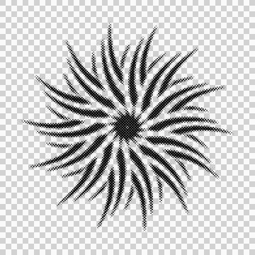 Abstract radial pattern with dynamic curved lines and halftone dots creatin.. Illustrazione stock