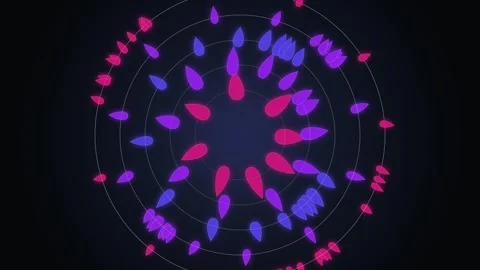 Abstract Radial Pattern with Glowing Pink and Purple Drops on Dark Blue Bac.. Stock Footage 348073343