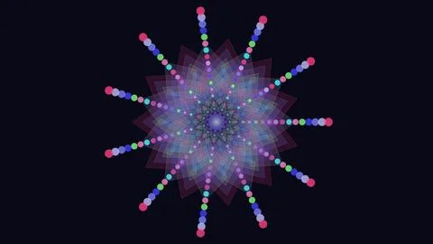 Abstract radial pattern with vibrant circles and shapes Illustration
