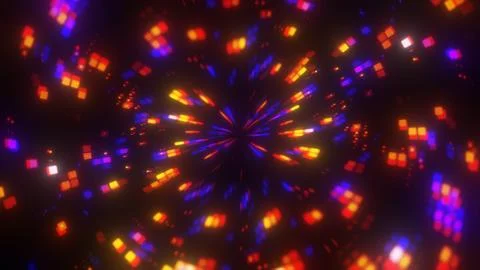 Abstract Radial Pixel Burst Background with Colorful Glowing Motion Lights Stock Illustration
