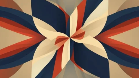 Abstract radial ribbon background animation with mirrored petal shapes, sea.. Stockbeeldmateriaal 341429156