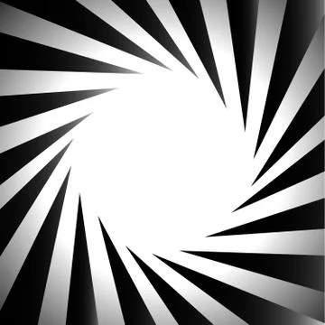 Abstract radial vector graphics in black and white. Spiral, vortex element. Stock Illustration