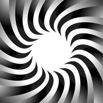 Abstract radial vector graphics in black and white. Spiral, vortex element. Illustrazione stock