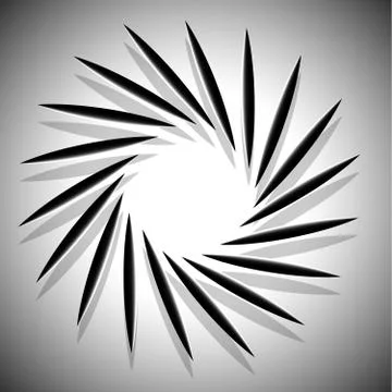 Abstract radial vector graphics in black and white. Spiral, vortex element. 스톡 일러스트