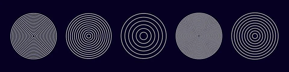Abstract radial wave pattern with dynamic circular lines. Sound waveform design Stock Illustration