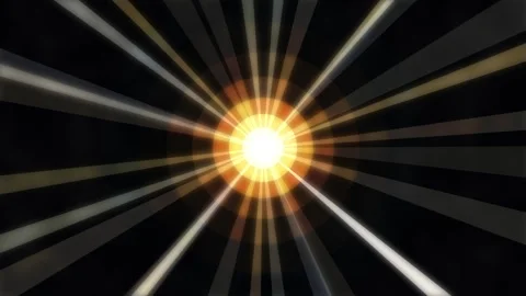 Abstract radiant light rays emanating from a bright sunburst center on blac.. Stock Footage 345627539