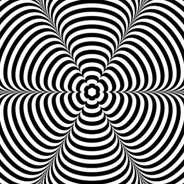 Abstract radiating pattern with deformed shapes spreading from center Stock Illustration