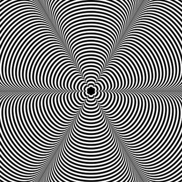 Abstract radiating pattern with deformed shapes spreading from center Stock Illustration