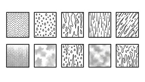 Abstract rain and water texture patterns in square frames for seamless grap.. 스톡 일러스트