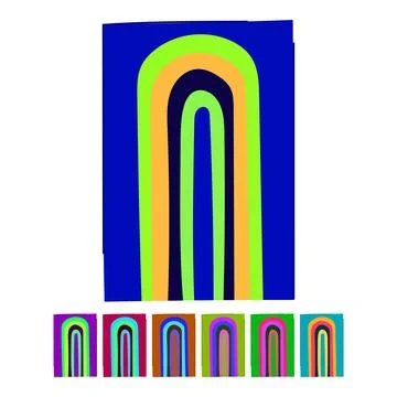 Abstract rainbow arching through retro 70s color palette graphic Stock Illustration