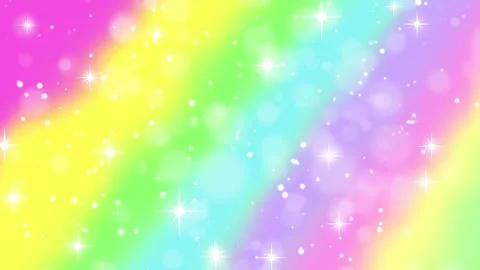 Abstract rainbow background with soft light bokeh and glowing sparkling stars Vídeo Stock 347584945