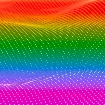 Abstract rainbow background with wavy bokeh dots Stock Illustration