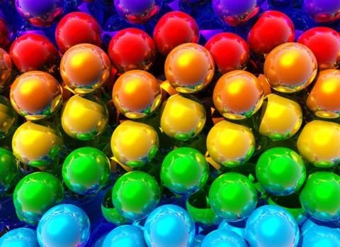 Abstract rainbow balls background or wallpaper with group of shiny colorful 3d Stock Illustration