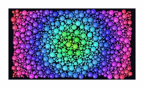 Abstract rainbow bubble pattern on black background. Vibrant glowing sphere.. イラスト素材
