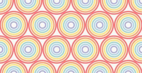 Abstract rainbow circles pattern. Geometric horizontal long background. Cute Illustrazione stock