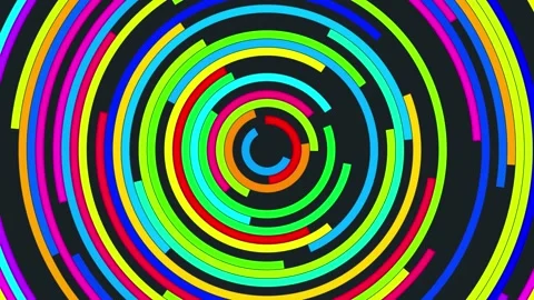 Abstract rainbow circular motion animation with spinning multicolored rings Stock Footage 332301703