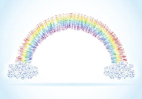 Abstract rainbow with clouds vector illustration Stock Illustration
