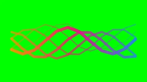 Abstract rainbow color gradient sine wave patterns on a green background Stock Footage 340265036
