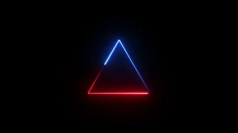 Abstract rainbow color neon light line running loop triangle on black backg.. Vídeos de archivo 336549721