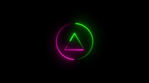 Abstract rainbow color neon light line running loop triangle on black backg.. Vídeo Stock 336549741