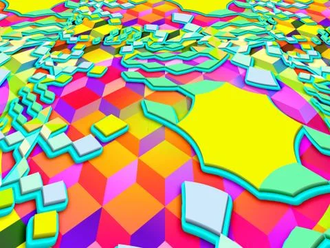 Abstract rainbow colored background in op art style rendered with 3d illusion ef Stock Illustration