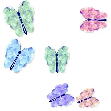 Abstract rainbow colored butterflies pattern on white Illustrazione stock