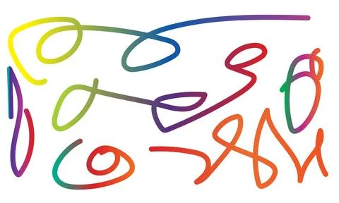 Abstract, rainbow-colored continuous lines create flowing patterns on clean.. 库存插图