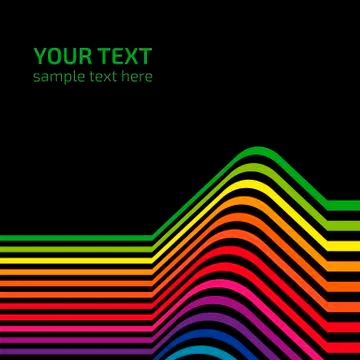 Abstract rainbow of colored lines on black Illustrazione stock