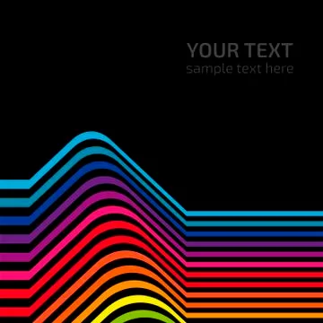 Abstract rainbow of colored lines on black Stock Illustration