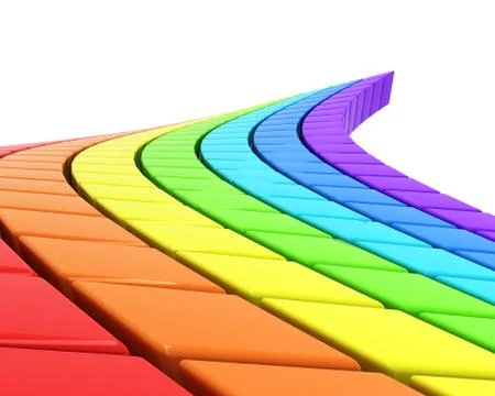 Abstract rainbow-colored road in perspective Illustrazione stock