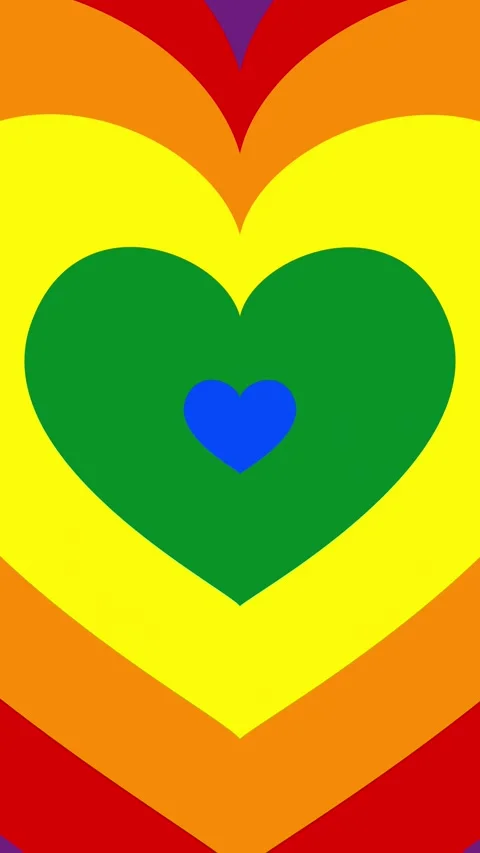 Abstract rainbow colors concentric hearts tunnel background for LGBTQ concept Video stock 334367358