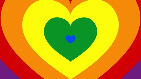 Abstract rainbow colors concentric hearts tunnel background for LGBTQ concept 스톡 동영상 334367361